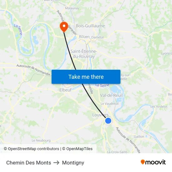 Chemin Des Monts to Montigny map