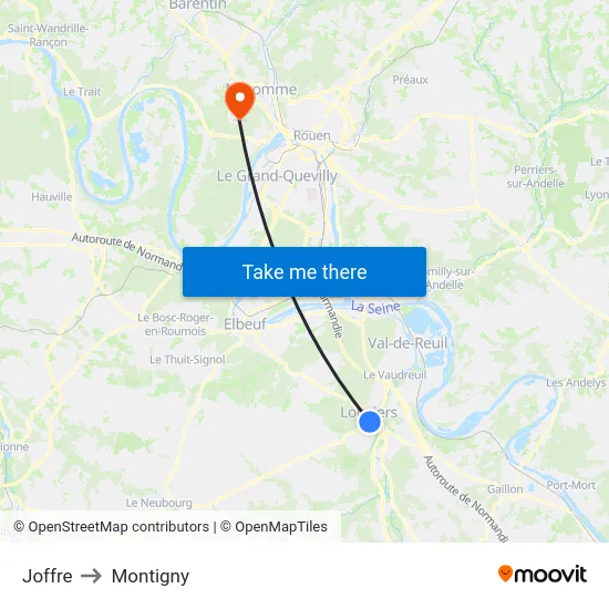 Joffre to Montigny map