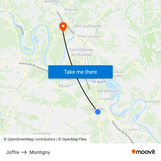 Joffre to Montigny map