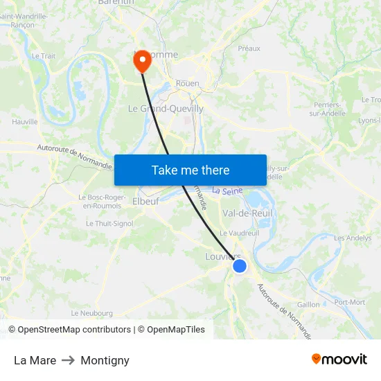 La Mare to Montigny map