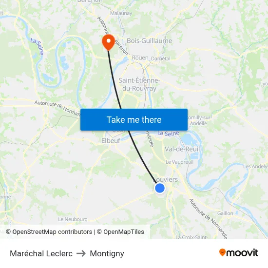 Maréchal Leclerc to Montigny map