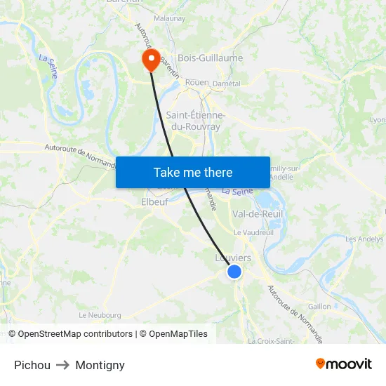 Pichou to Montigny map