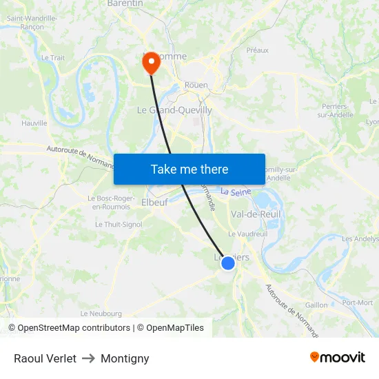 Raoul Verlet to Montigny map