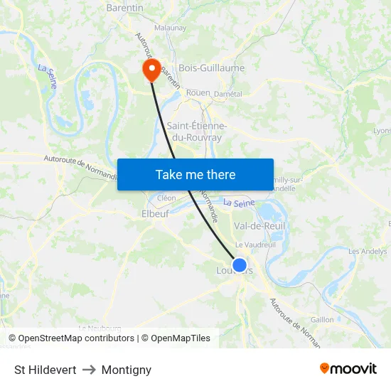 St Hildevert to Montigny map