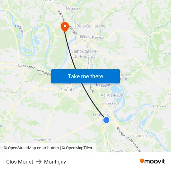 Clos Morlet to Montigny map