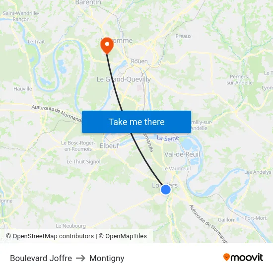 Boulevard Joffre to Montigny map