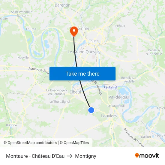 Montaure - Château D'Eau to Montigny map