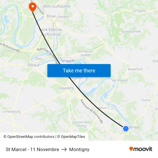 St Marcel - 11 Novembre to Montigny map