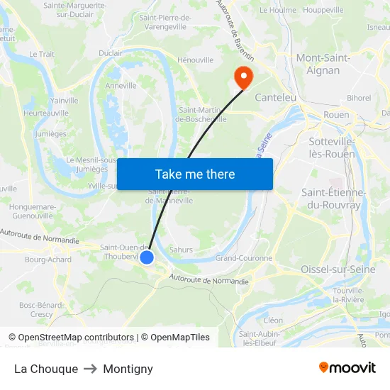 La Chouque to Montigny map