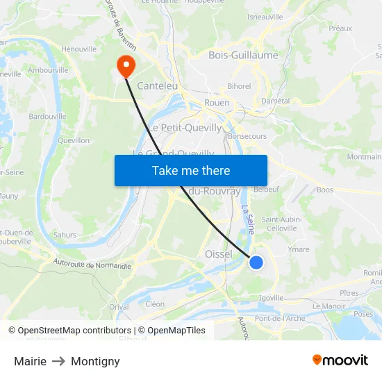 Mairie to Montigny map