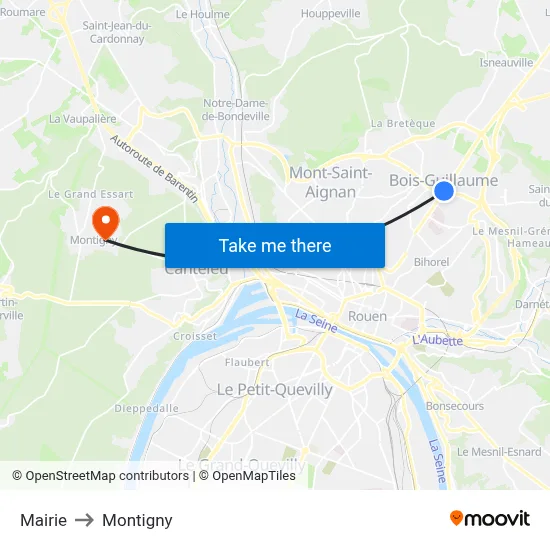 Mairie to Montigny map