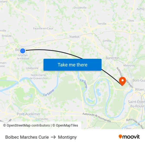 Bolbec Marches Curie to Montigny map