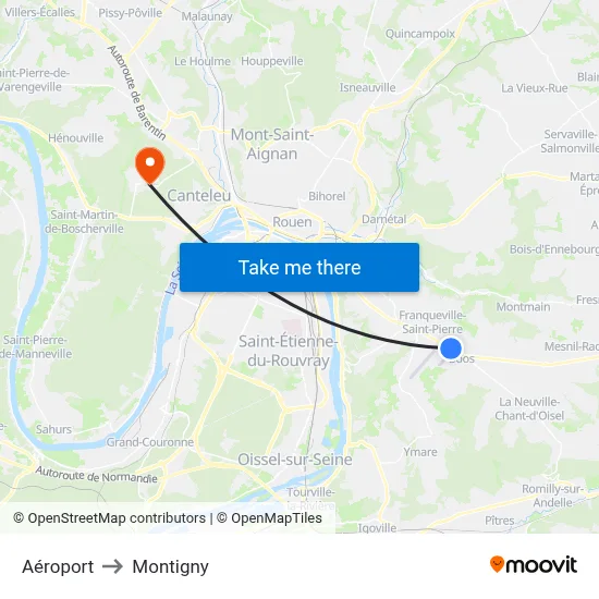 Aéroport to Montigny map