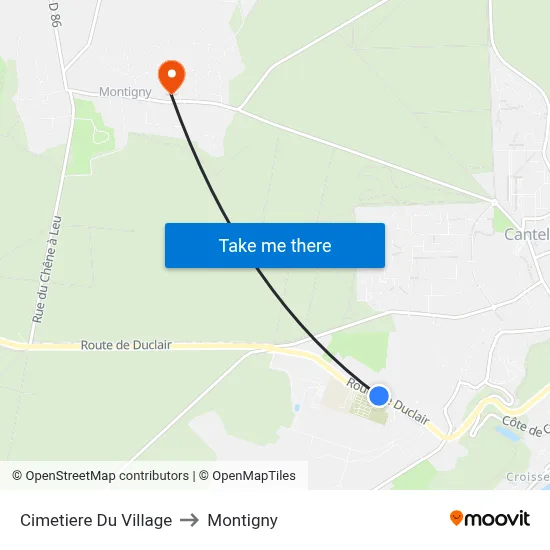 Cimetiere Du Village to Montigny map