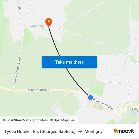 Lycée Hôtelier Ids (Georges Baptiste) to Montigny map
