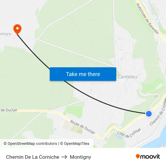 Chemin De La Corniche to Montigny map