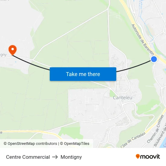 Centre Commercial to Montigny map