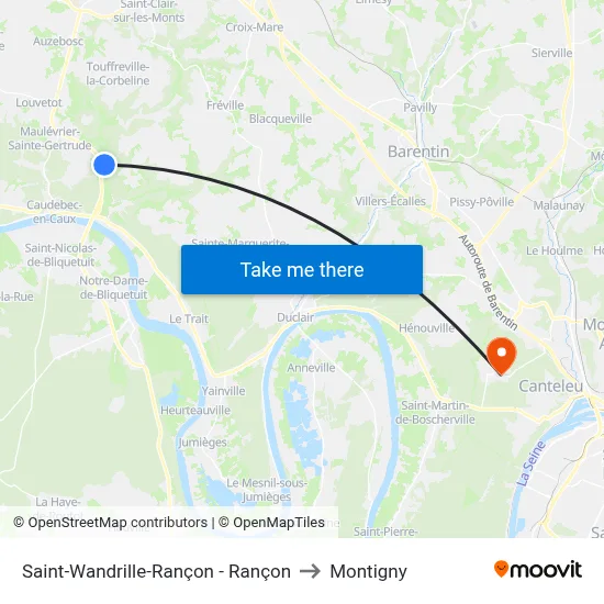 Saint-Wandrille-Rançon - Rançon to Montigny map