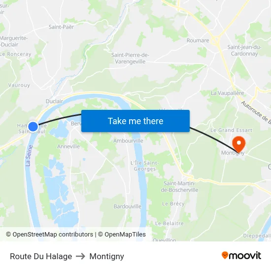 Route Du Halage to Montigny map