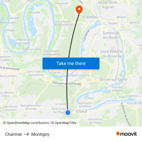 Chartrier to Montigny map