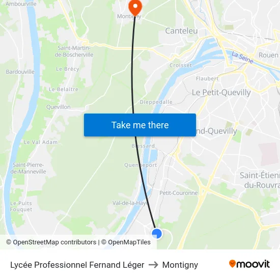 Lycée Professionnel Fernand Léger to Montigny map