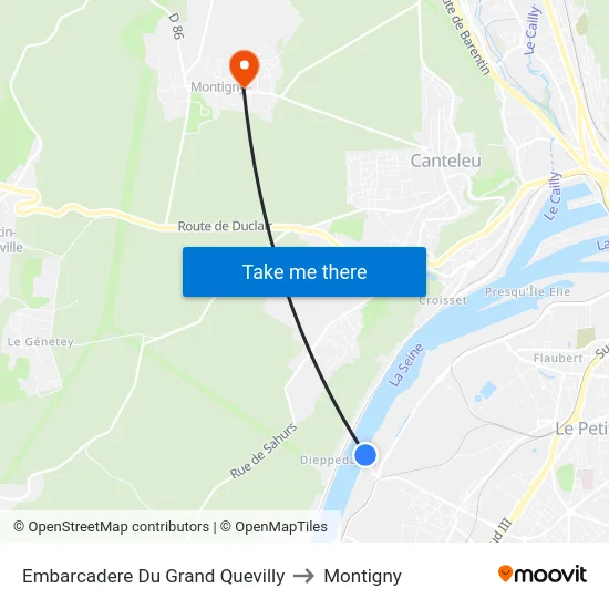 Embarcadere Du Grand Quevilly to Montigny map