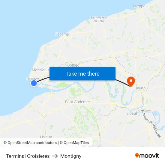 Terminal Croisieres to Montigny map