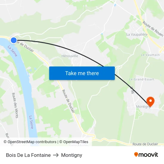 Bois De La Fontaine to Montigny map