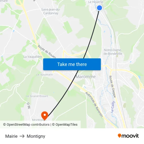 Mairie to Montigny map