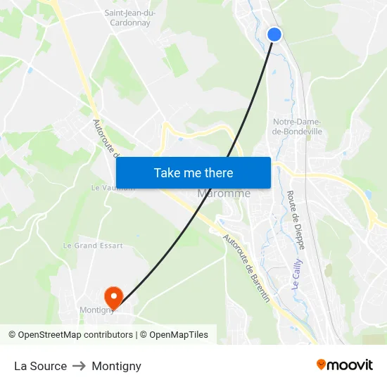 La Source to Montigny map