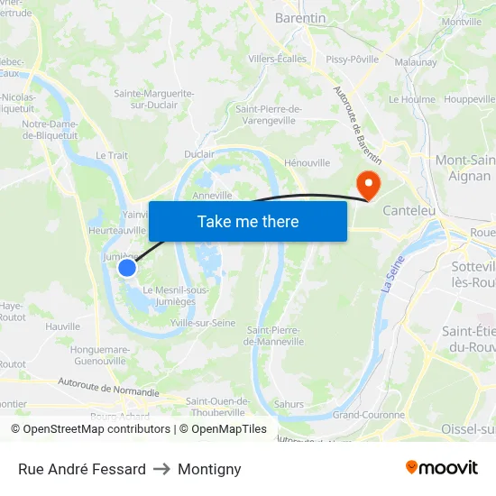 Rue André Fessard to Montigny map