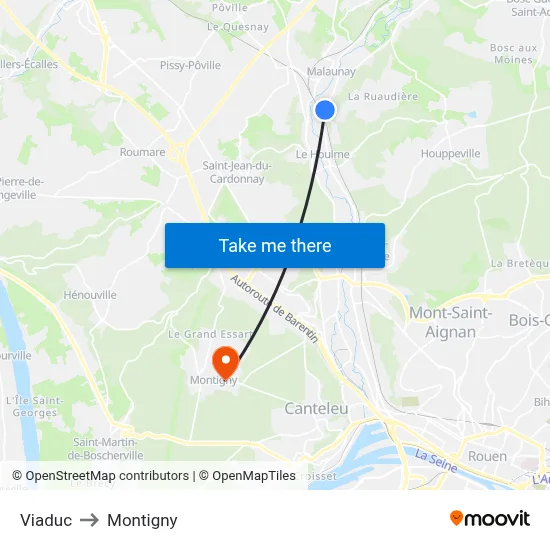 Viaduc to Montigny map