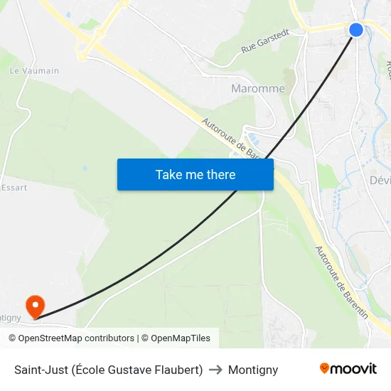 Saint-Just (École Gustave Flaubert) to Montigny map