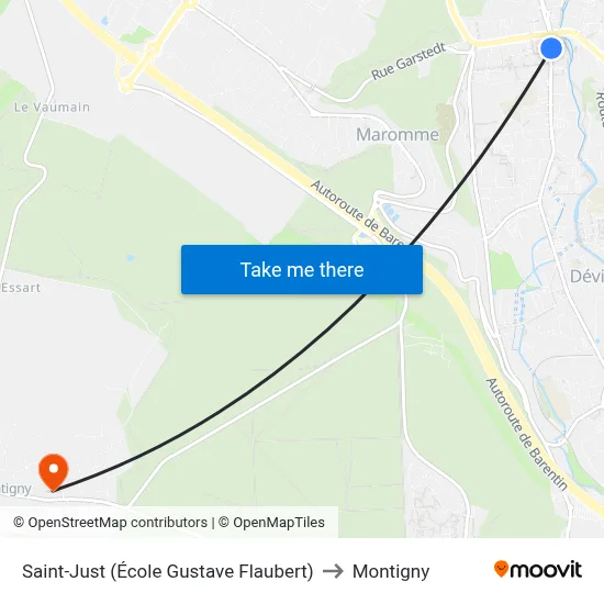 Saint-Just (École Gustave Flaubert) to Montigny map