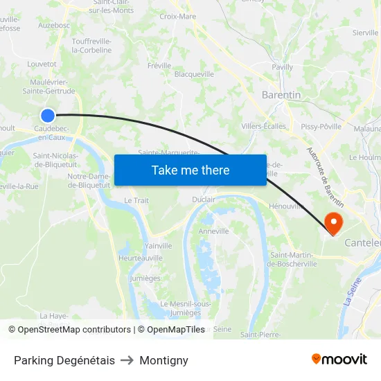 Parking Degénétais to Montigny map