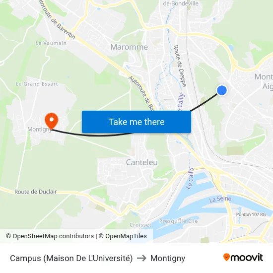 Campus (Maison De L'Université) to Montigny map