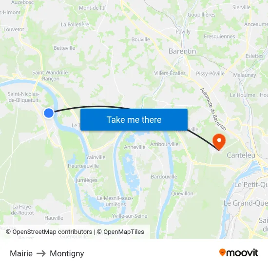 Mairie to Montigny map