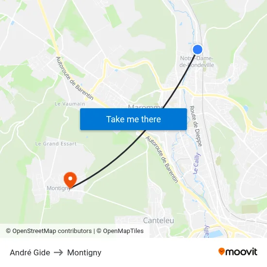 André Gide to Montigny map