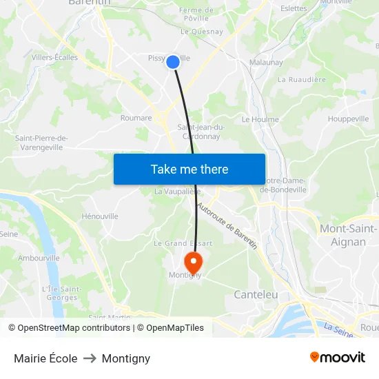 Mairie École to Montigny map