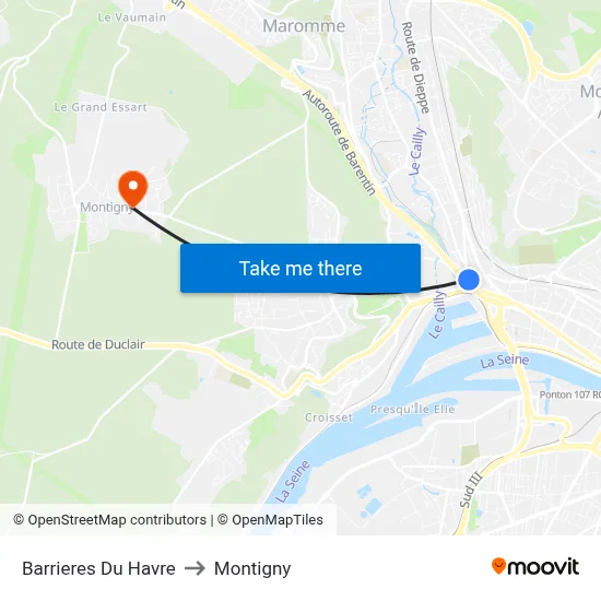 Barrieres Du Havre to Montigny map