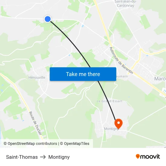 Saint-Thomas to Montigny map