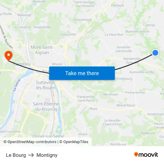 Le Bourg to Montigny map