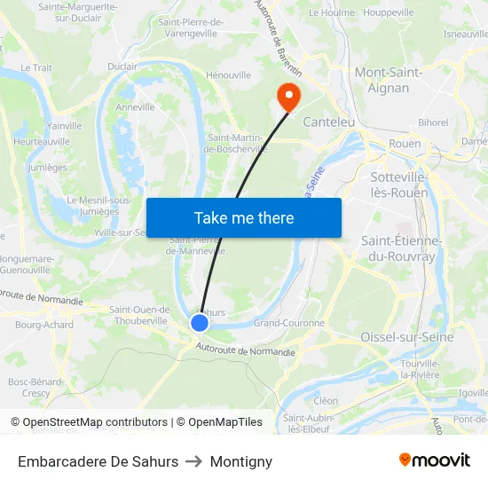 Embarcadere De Sahurs to Montigny map