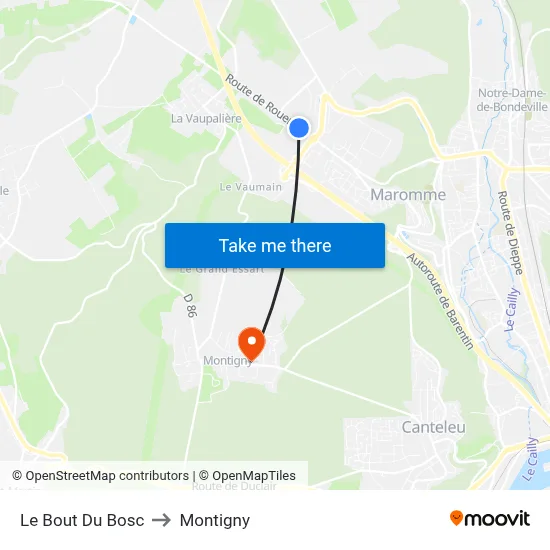 Le Bout Du Bosc to Montigny map
