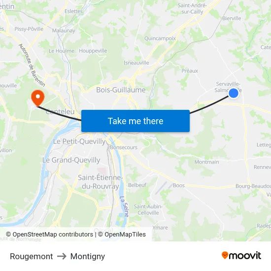 Rougemont to Montigny map