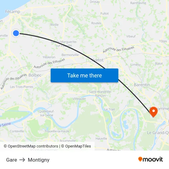 Gare to Montigny map