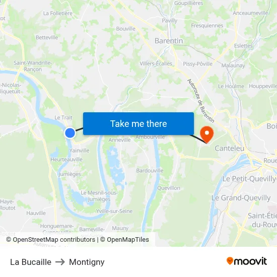 La Bucaille to Montigny map