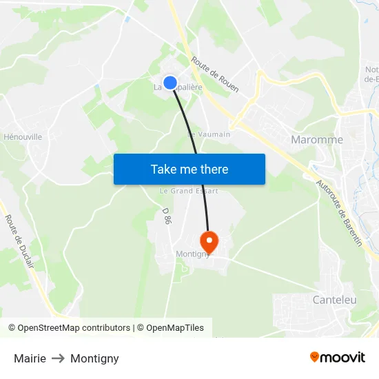 Mairie to Montigny map