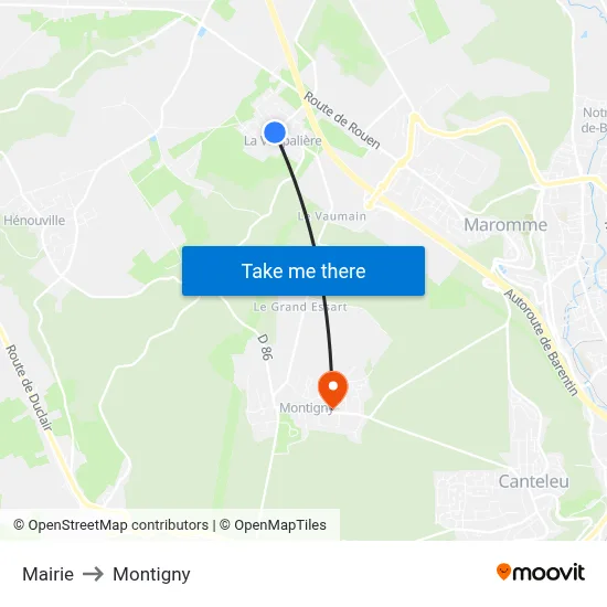 Mairie to Montigny map