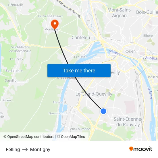 Felling to Montigny map
